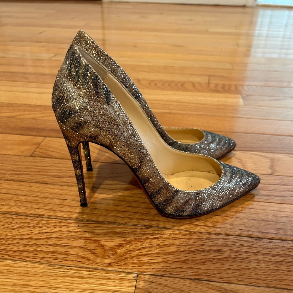 Christian Louboutin Heels Pigalle Follies Glitter Sirene Tiger Pump